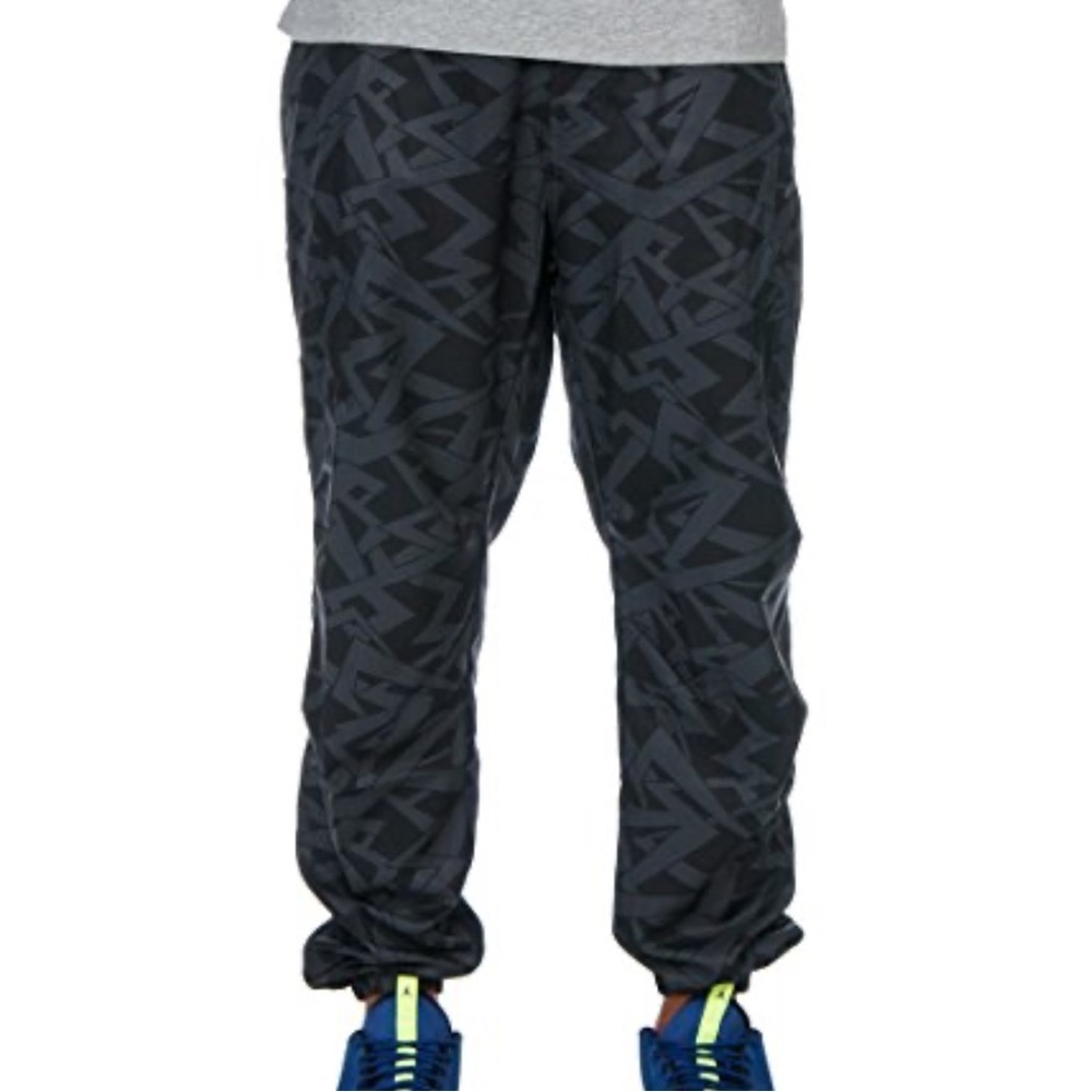 Nike Mens Air Jordan Jumpman Joggers Black Geometric Pants Large 36 Grey
